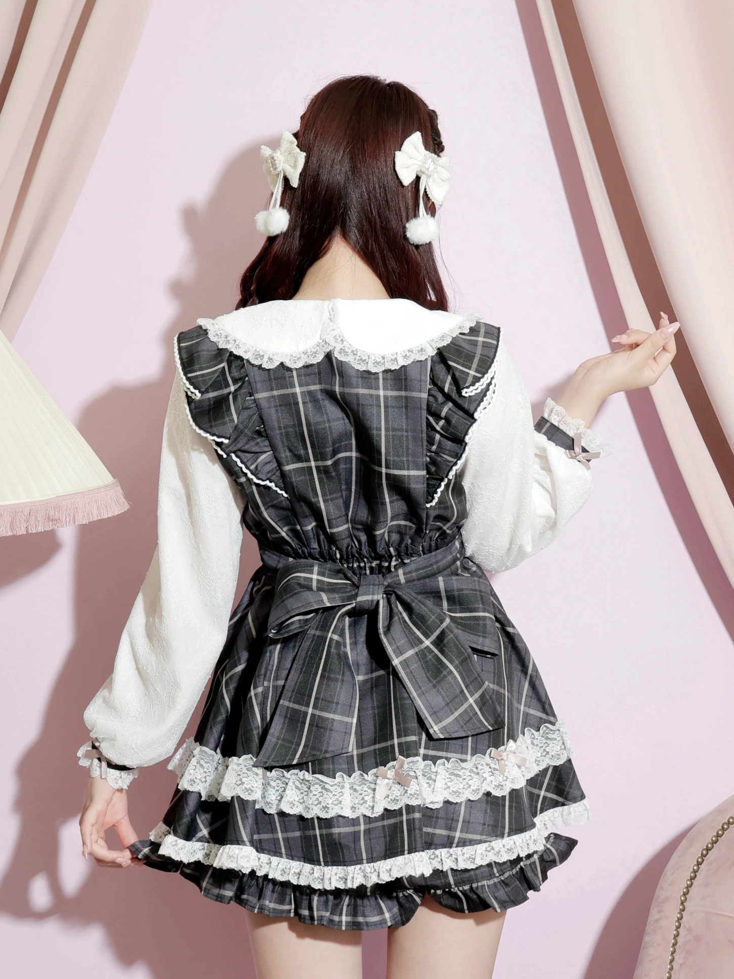 メニーリボンラッフルフリルヨークセットアップ（セットアップ｜ピンク