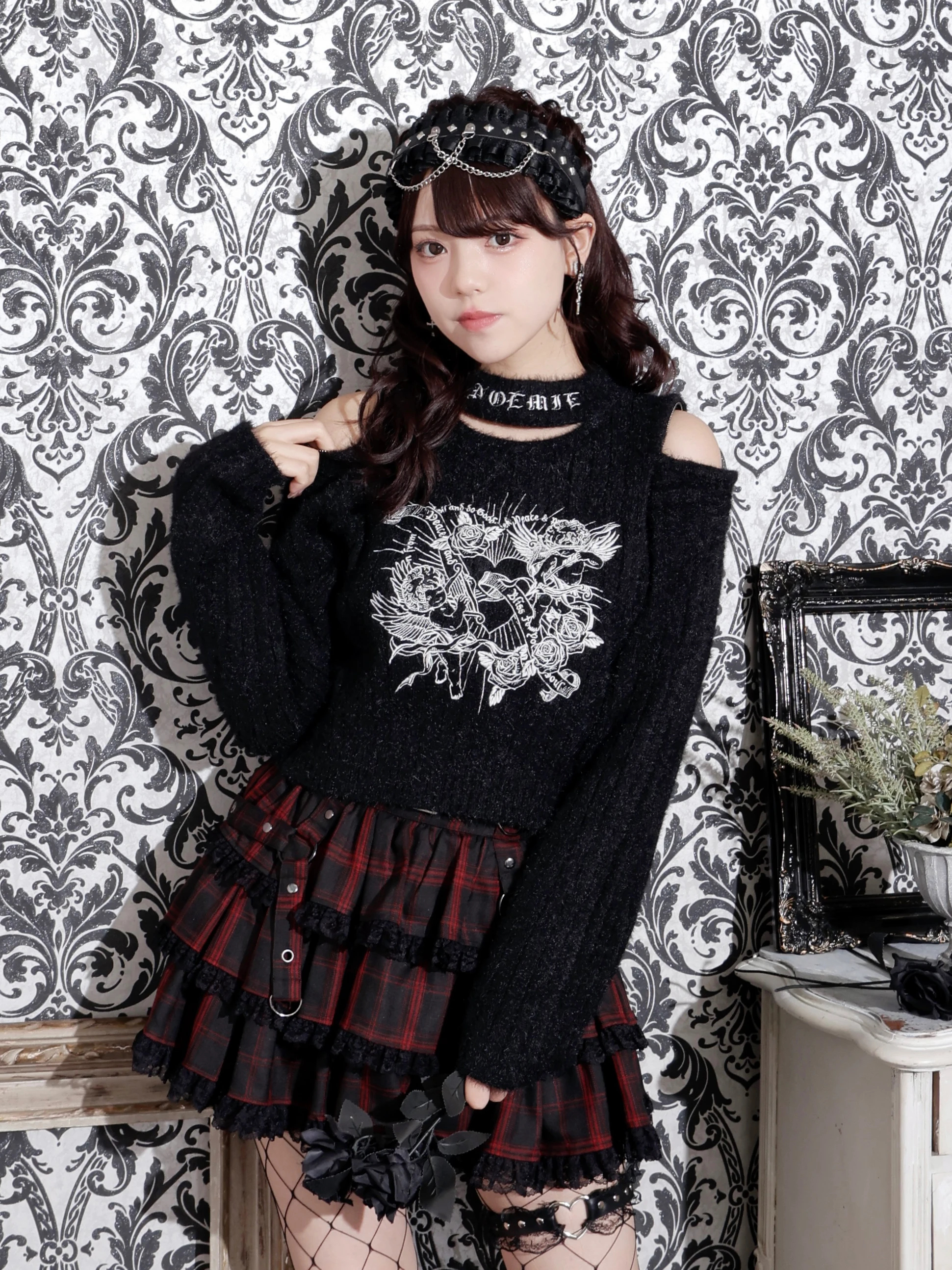 NaomiHope3000 ゴシックエンジェルオープンショルダーシャギーニット（ニット