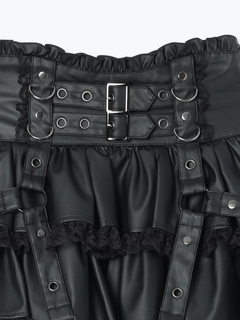 NOEMIE(ノエミー) |フェイクレザーダブルベルトティアードスカパン