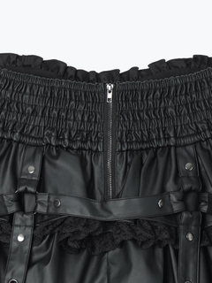 NOEMIE(ノエミー) |フェイクレザーダブルベルトティアードスカパン