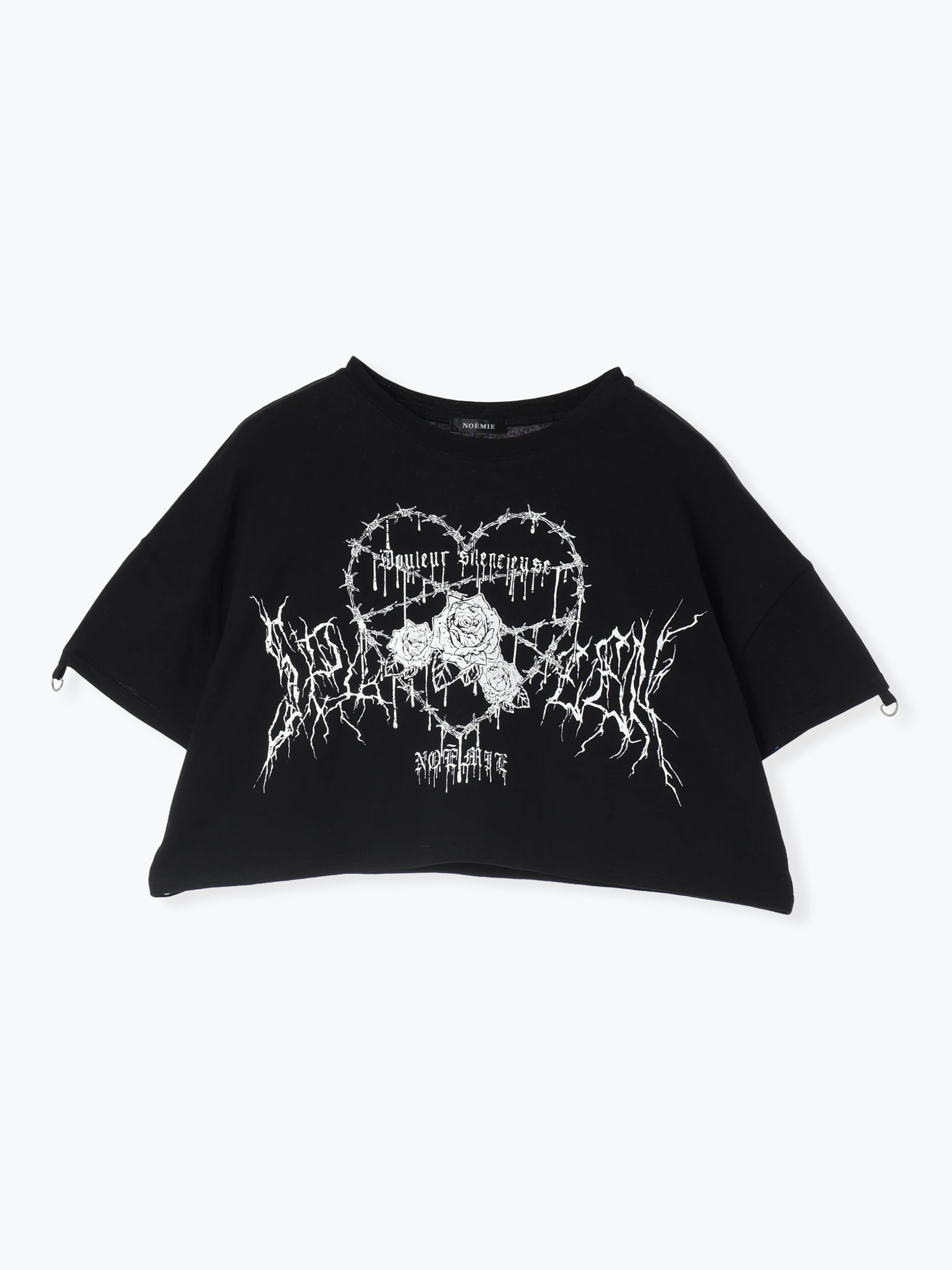 2WAYチェックスリーブTシャツ（カットソー・Tシャツ｜オフホワイト・赤