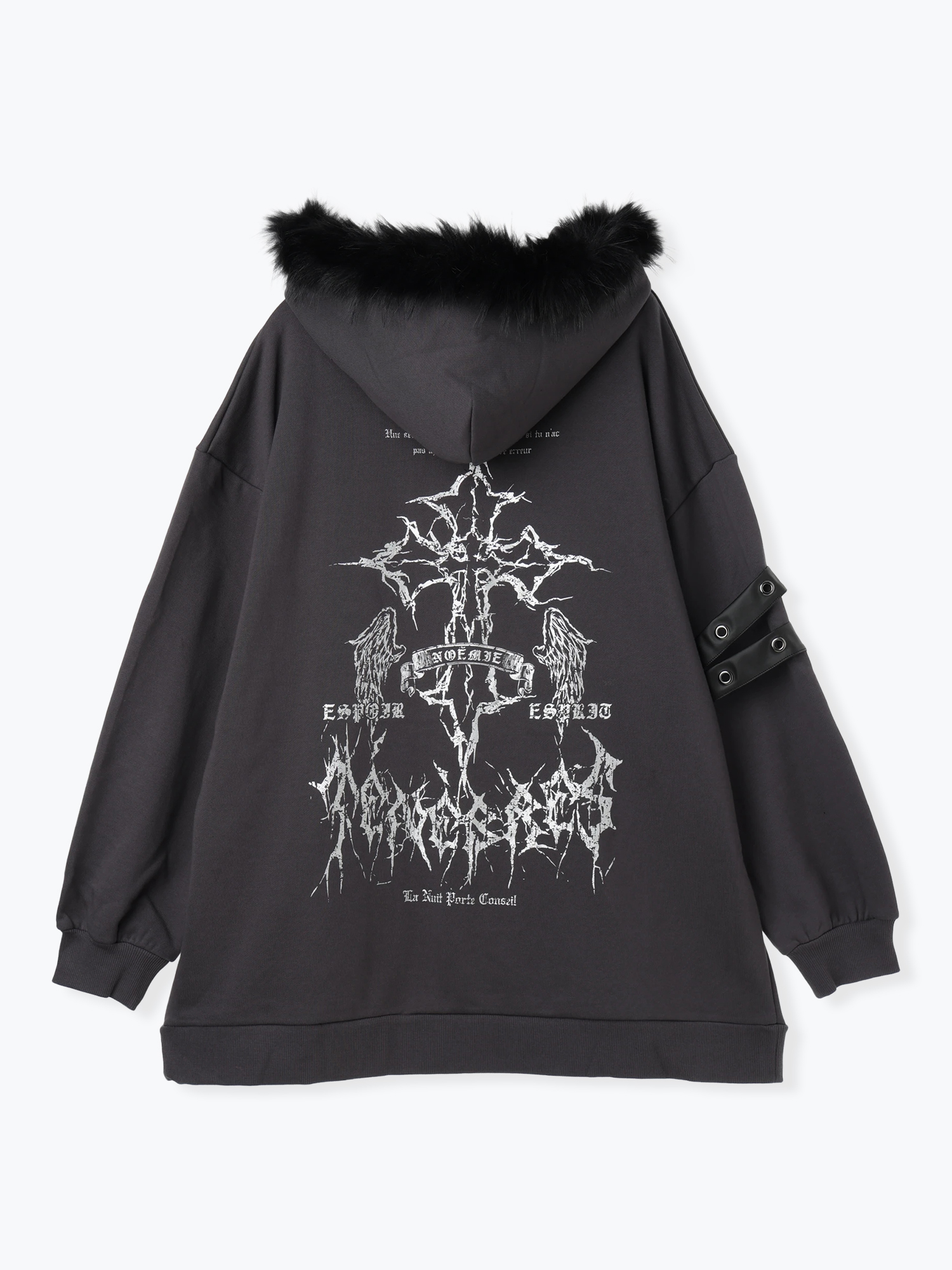 ブラックファーユニセックス裏毛ジップパーカー（パーカー｜黒・濃