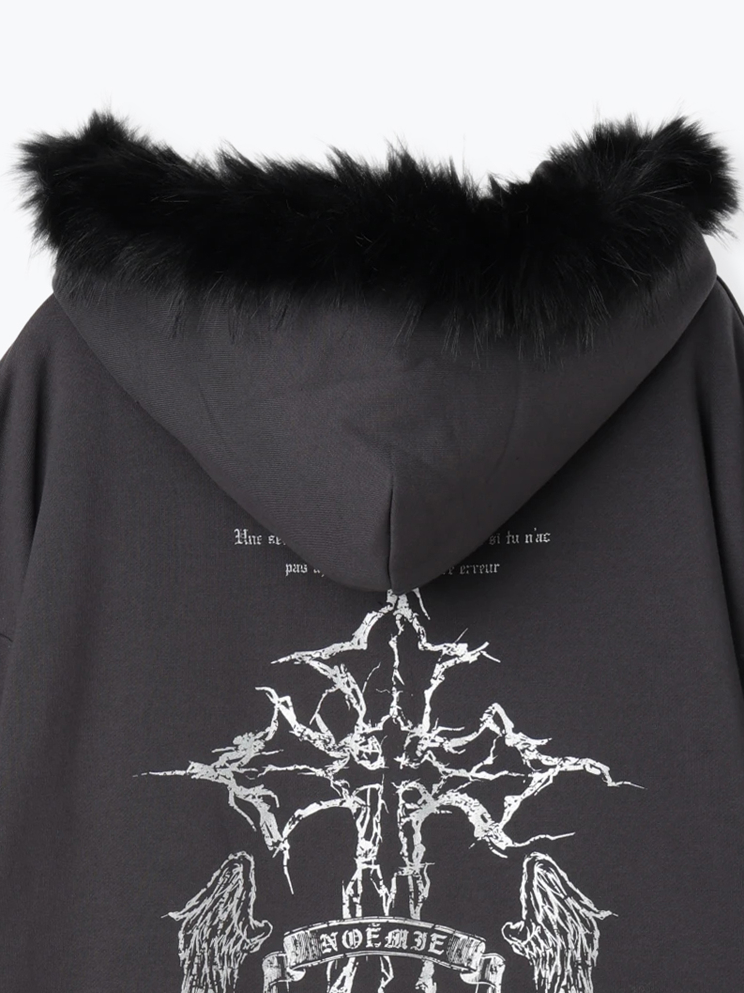 ブラックファーユニセックス裏毛ジップパーカー（パーカー｜黒・濃