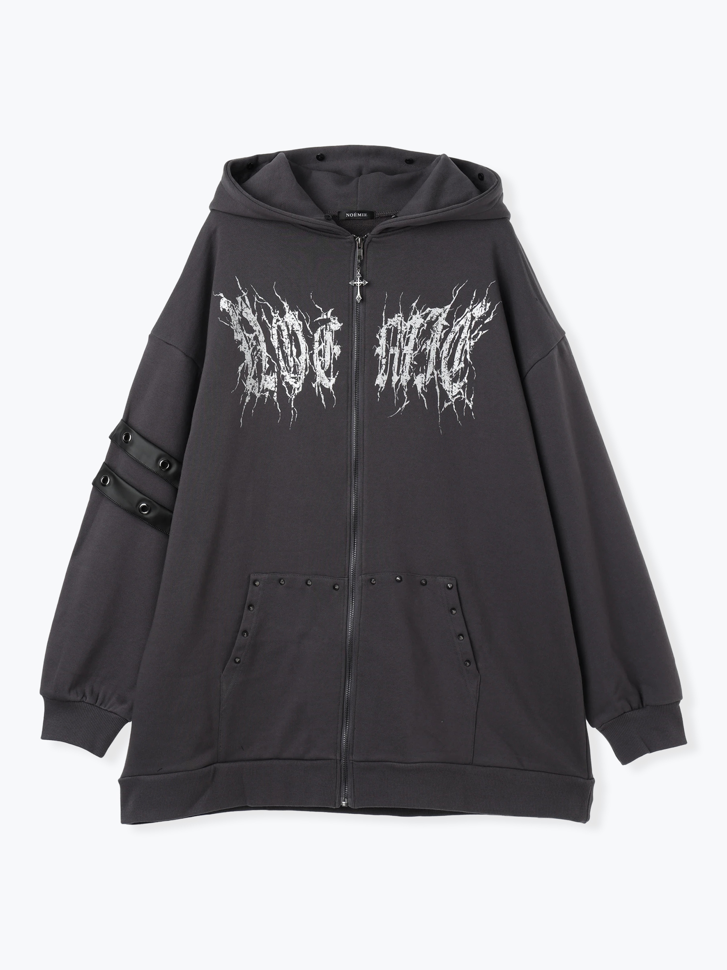 ブラックファーユニセックス裏毛ジップパーカー（パーカー｜黒・濃