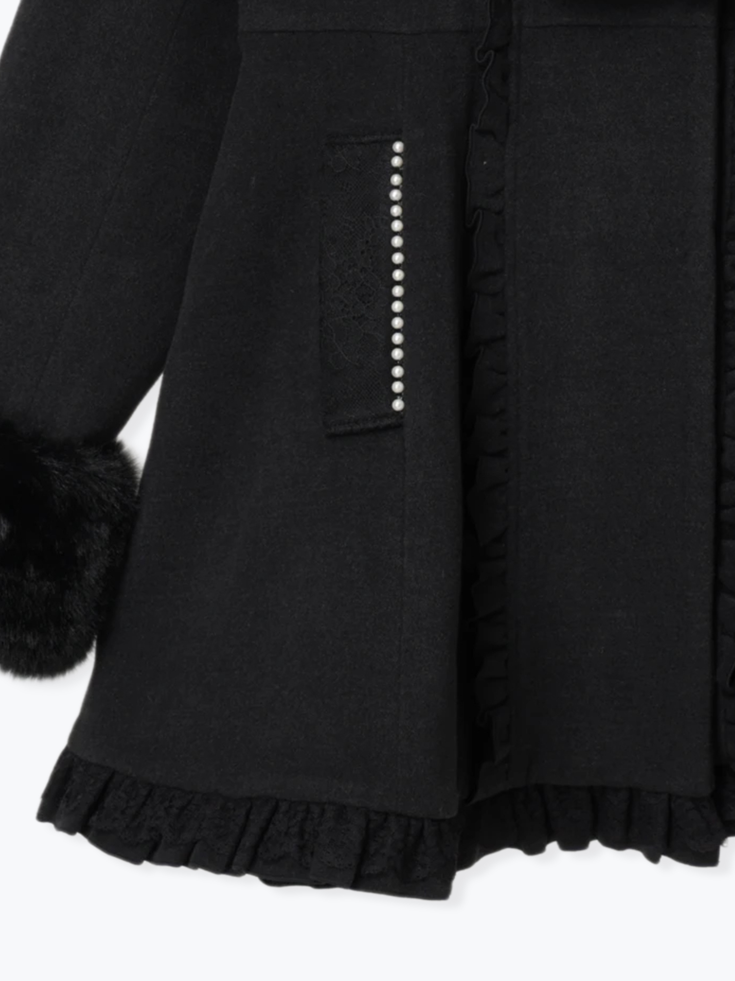 ゴシックフリルレースアップケープコート（コート｜濃グレー・黒