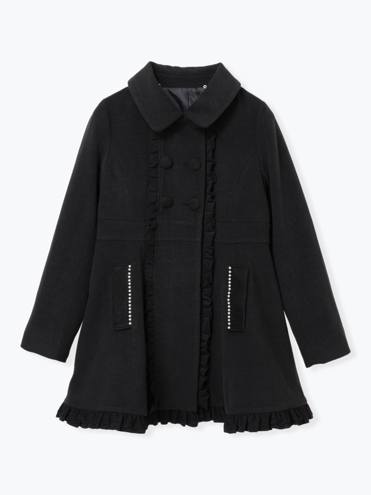 ゴシックフリルレースアップケープコート（コート｜濃グレー・黒