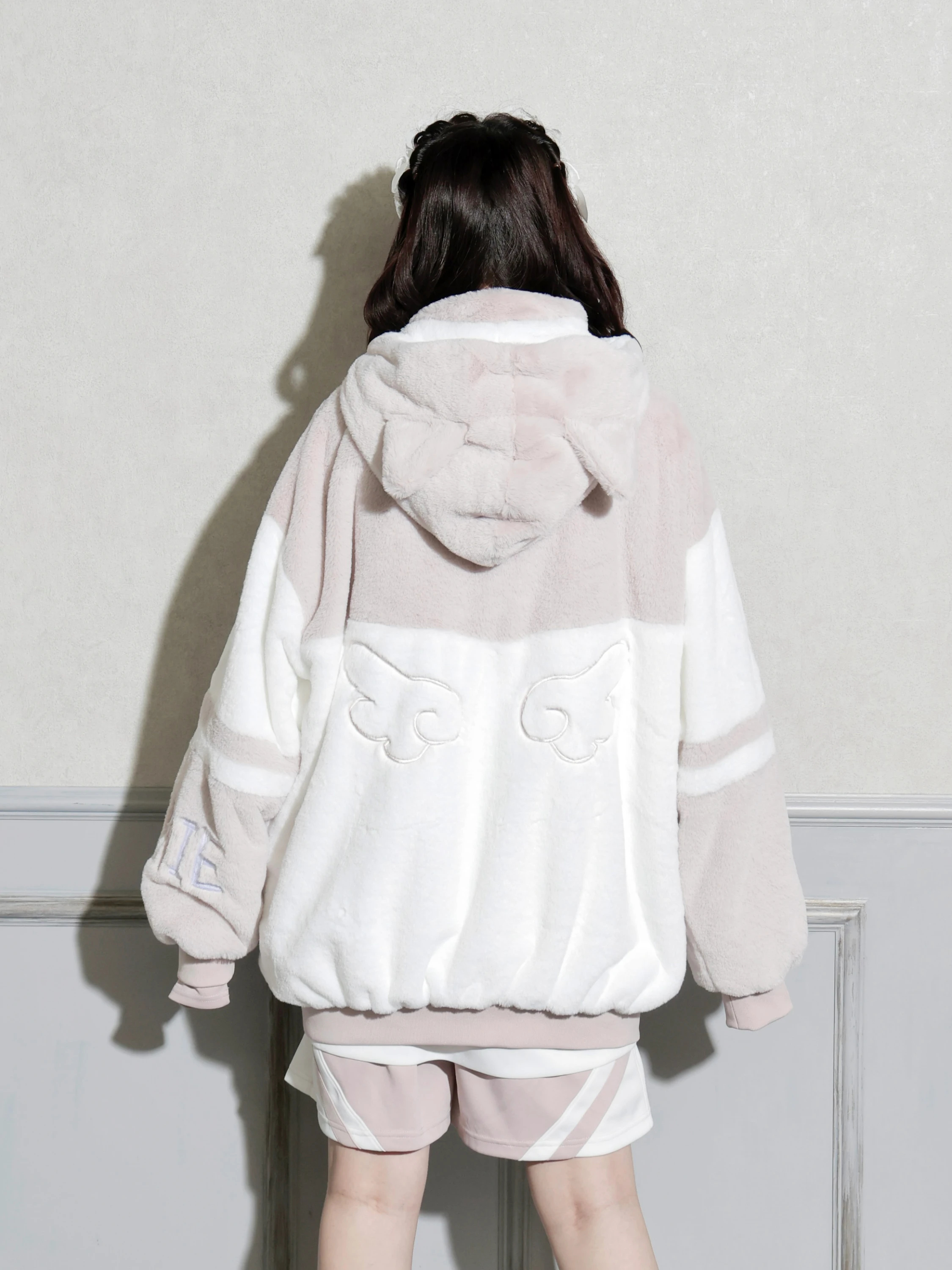 ねこ耳お星さまぽんぽんユニセックスファーブルゾン（ブルゾン｜ピンク