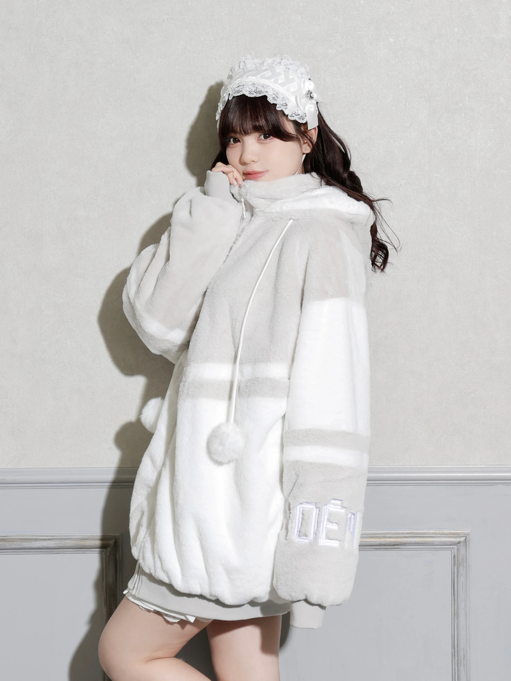 ねこ耳お星さまぽんぽんユニセックスファーブルゾン（ブルゾン｜ピンク