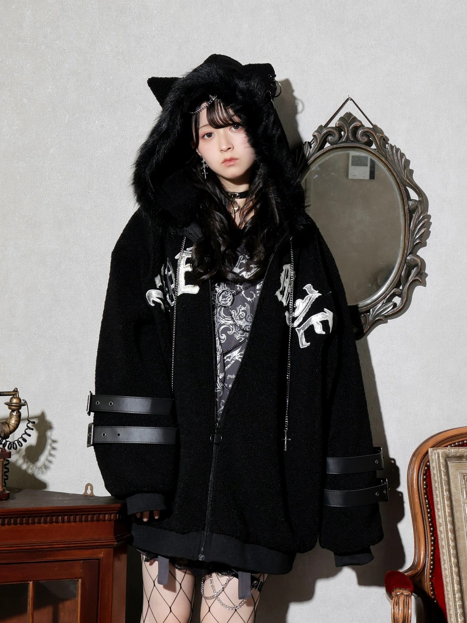 ベリアミミbelearmimiデザインパールベロアコンビネゾンblack 黒 M ベリアミミ BELEARMIMI デザインパールベロアコンビネゾンBlack黒M