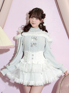 NOEMIE(ノエミー) |ビジューリボンケーブルオフショルファーニット