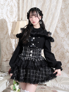 NOEMIE(ノエミー) |ビジューリボンケーブルオフショルファーニット