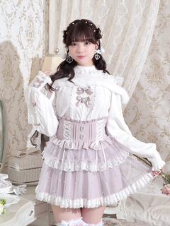 NOEMIE(ノエミー) |ビジューリボンケーブルオフショルファーニット