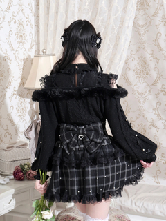 NOEMIE(ノエミー) |ビジューリボンケーブルオフショルファーニット