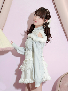 NOEMIE(ノエミー) |ビジューリボンケーブルオフショルファーニット