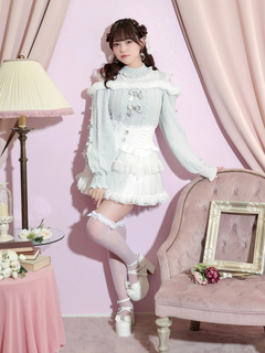 NOEMIE(ノエミー) |ビジューリボンケーブルオフショルファーニット