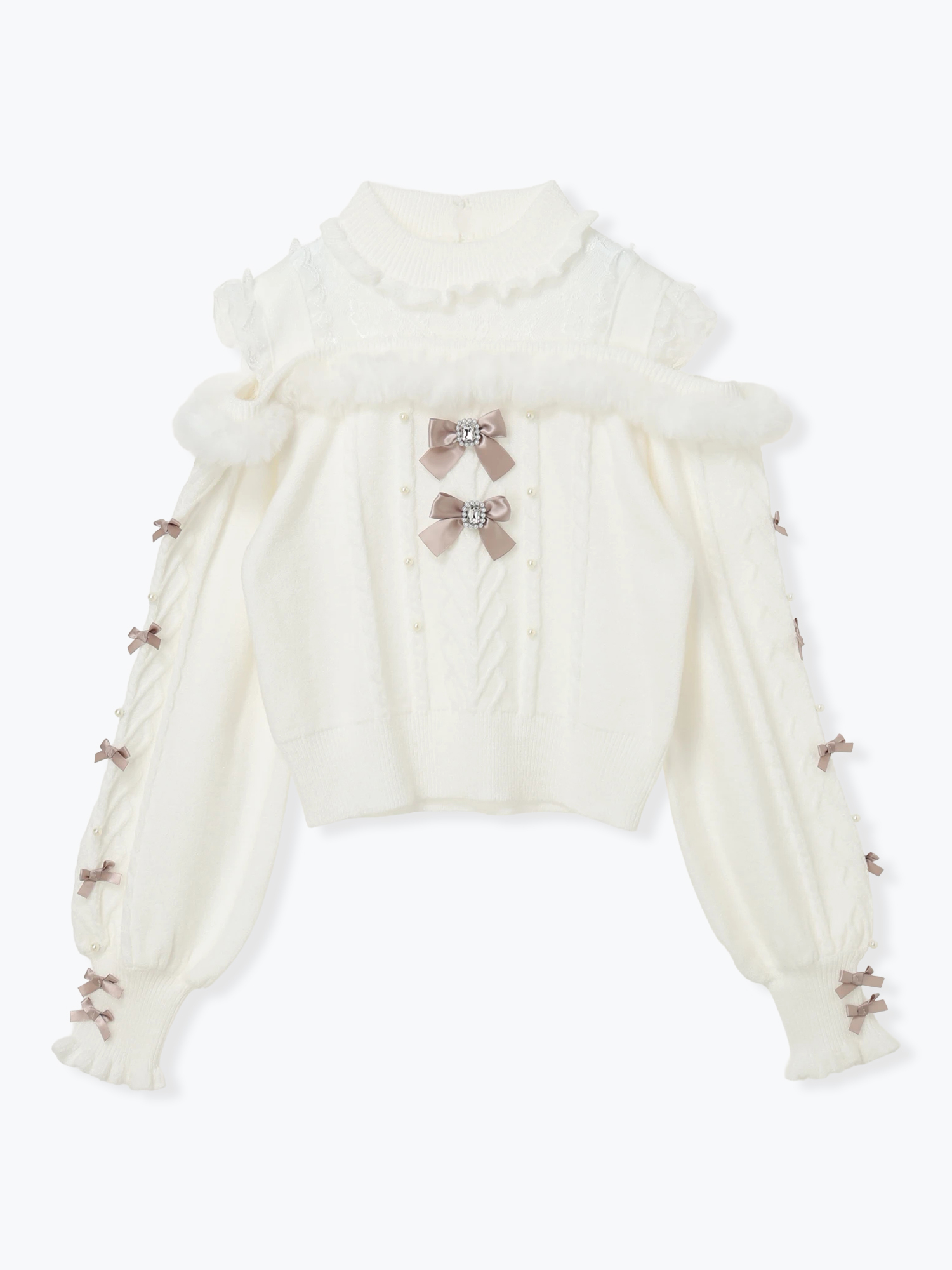 みみ【フォロー割引あり】 NOEMIE（ノエミー） ニット セーター ビジューリボンケーブル