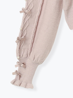 NOEMIE(ノエミー) |ビジューリボンケーブルオフショルファーニット