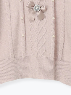 NOEMIE(ノエミー) |ビジューリボンケーブルオフショルファーニット