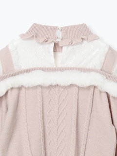 NOEMIE(ノエミー) |ビジューリボンケーブルオフショルファーニット