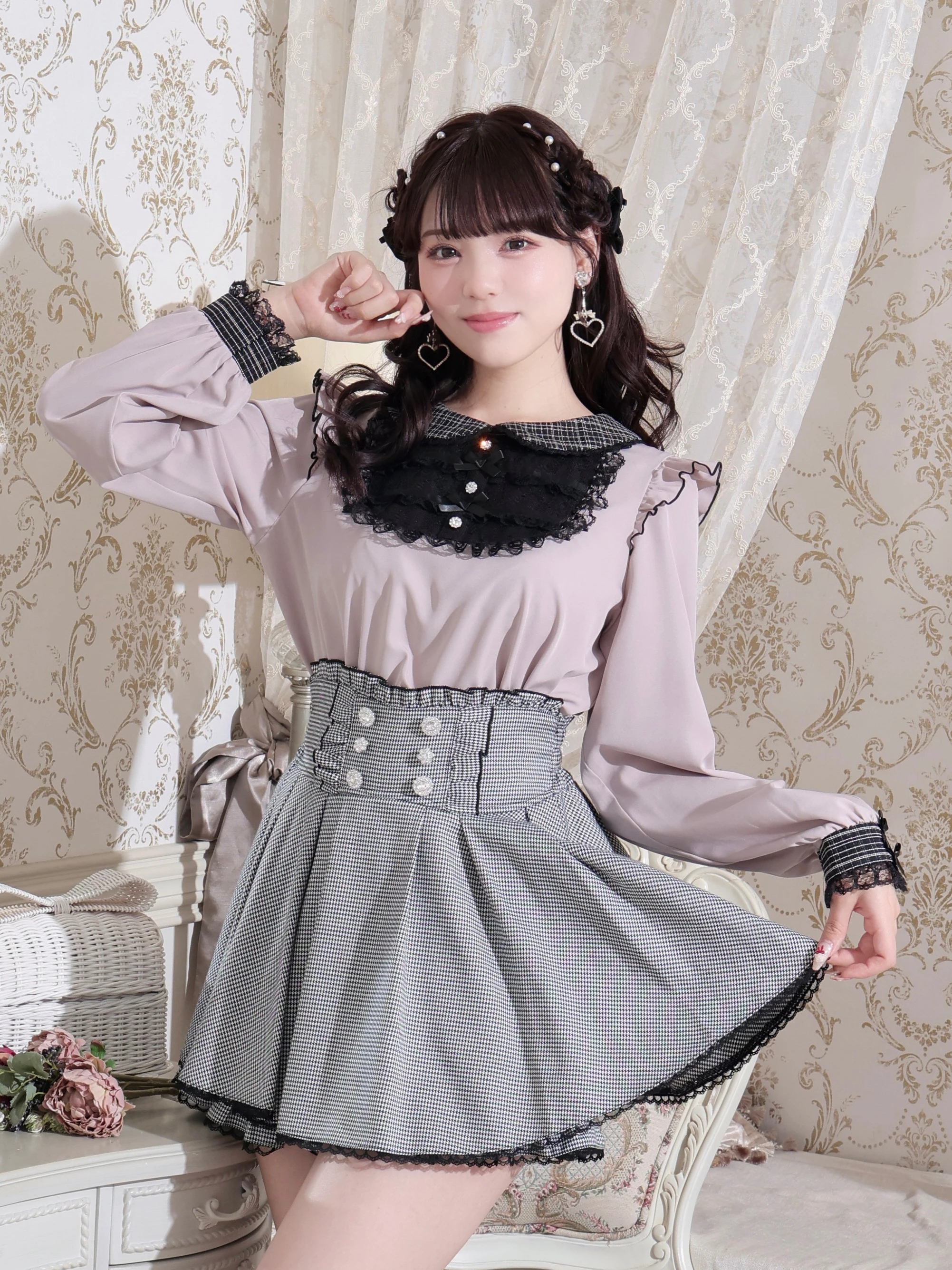 ダブルリボンフリルヨークブラウス（シャツ・ブラウス｜オフホワイト