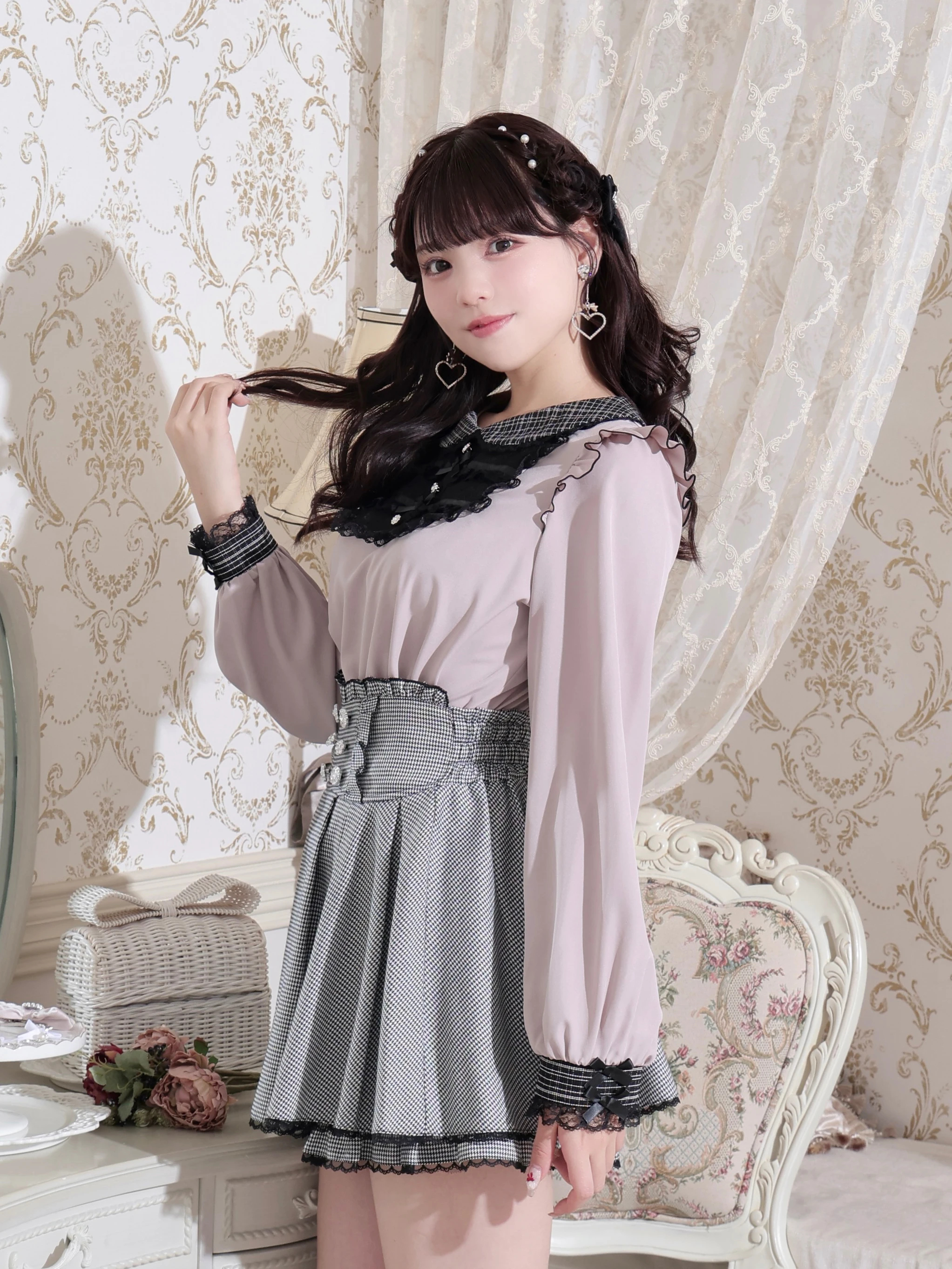 ダブルリボンフリルヨークブラウス（シャツ・ブラウス｜オフホワイト