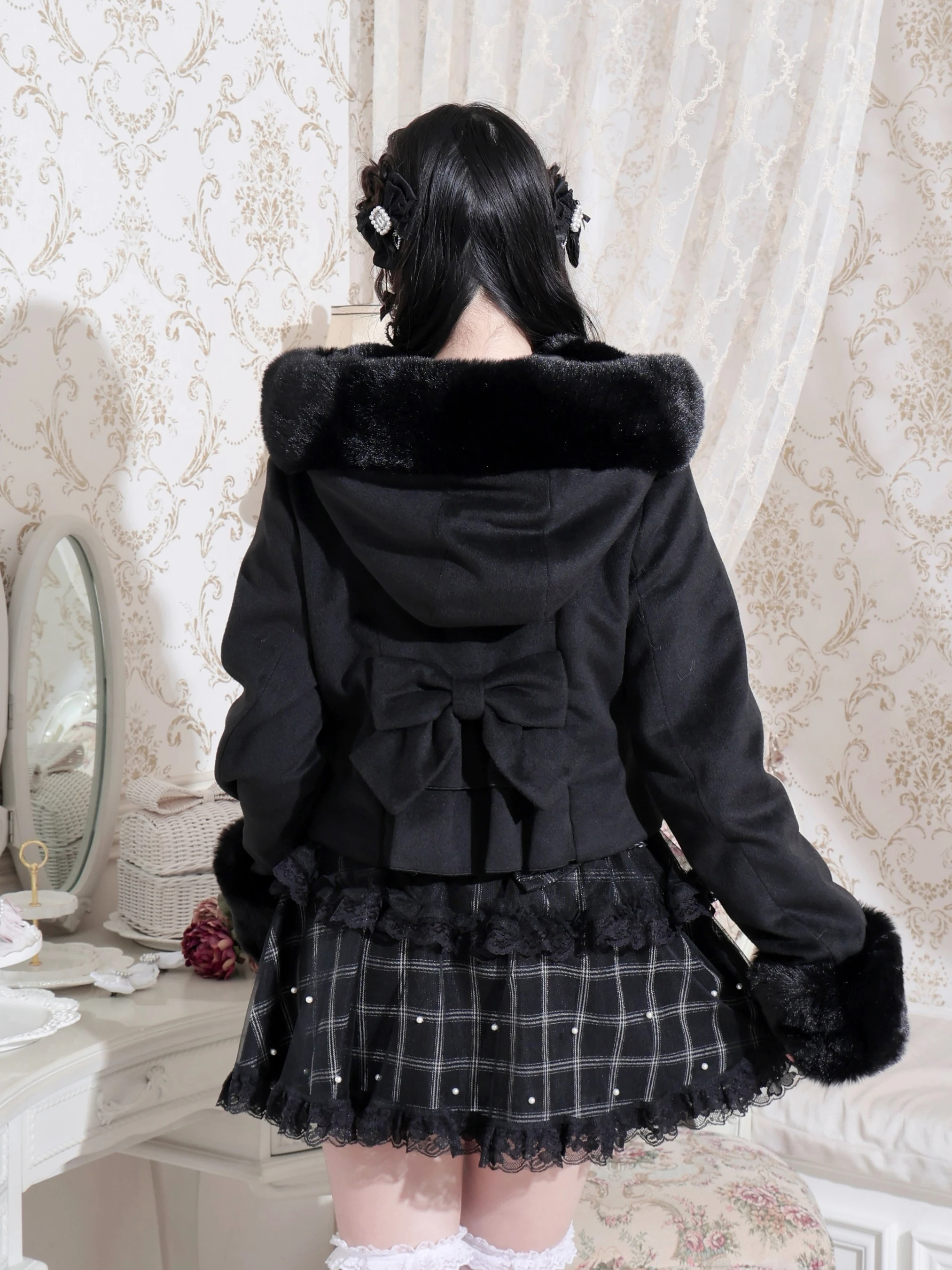 完売品 ノエミー ショートコート ノエミー NOEMIE お嬢さんワッフルショートコート （オフホワイト