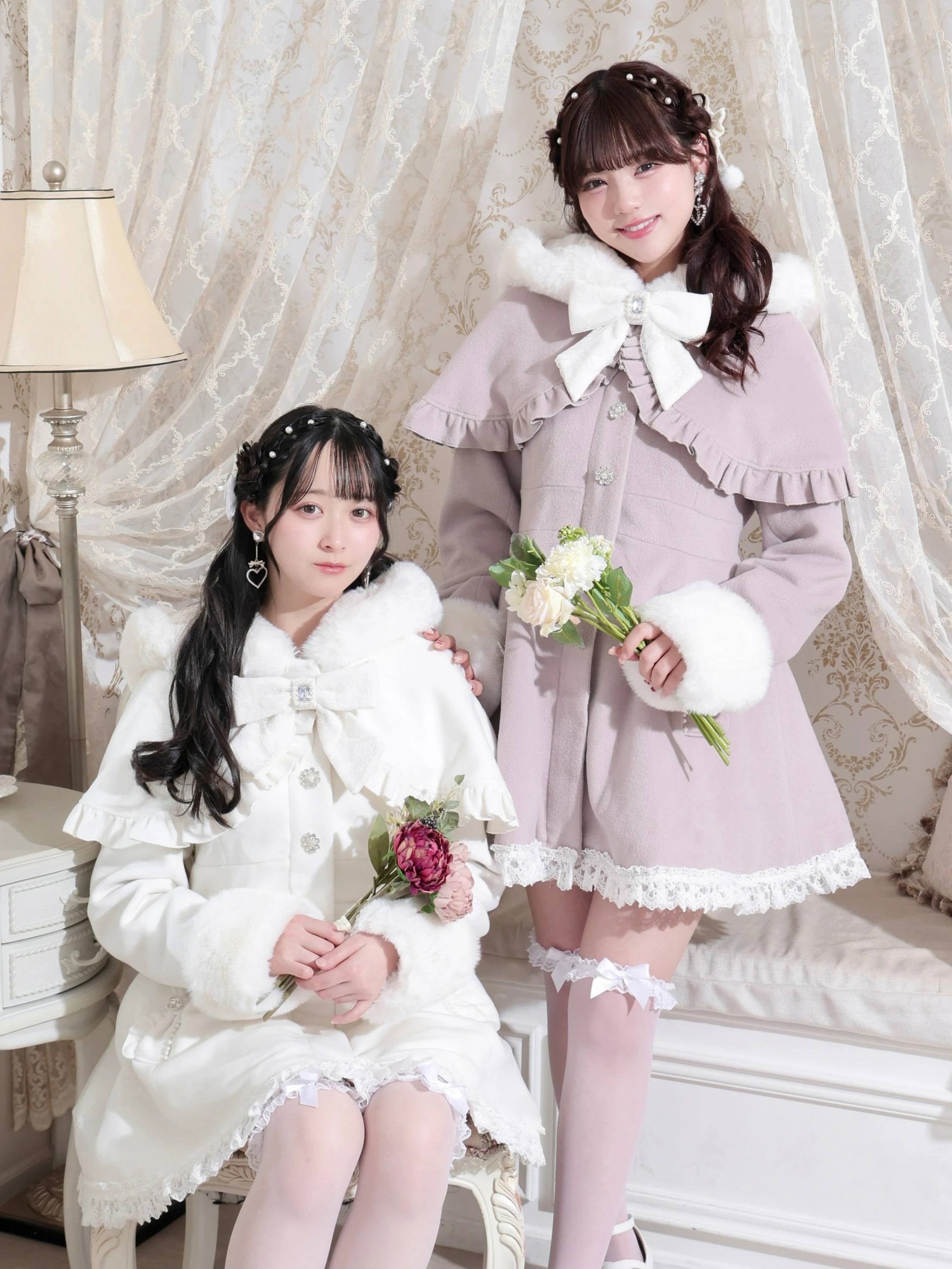 2点セットアイシングフリルケープ付きコート ベレー帽 2点セット