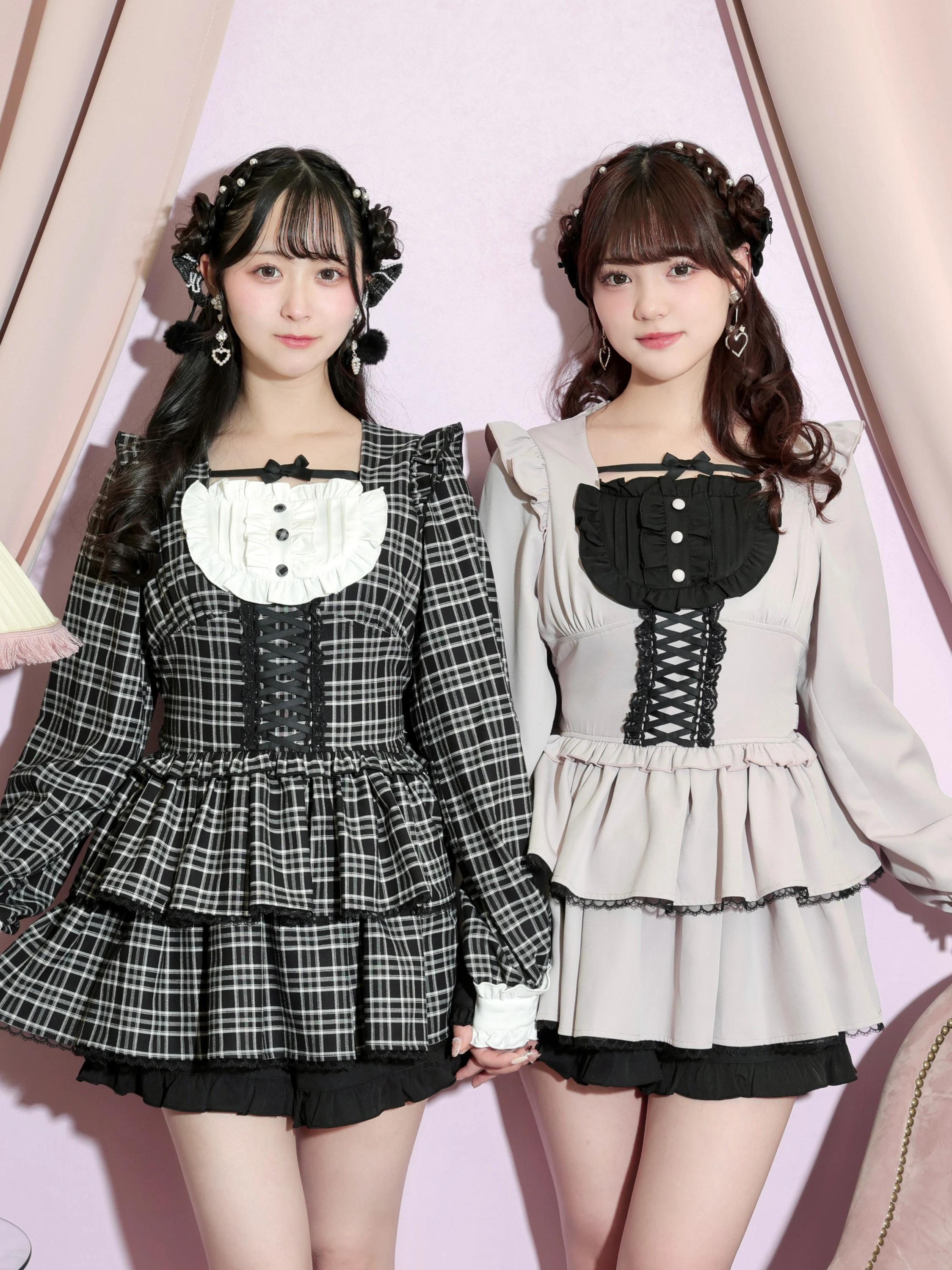 ノエミー（NOEMIE）/デコルテリボンヨークフリルレースアップセットアップ デコルテリボンヨークフリルレースアップセットアップ（セットアップ