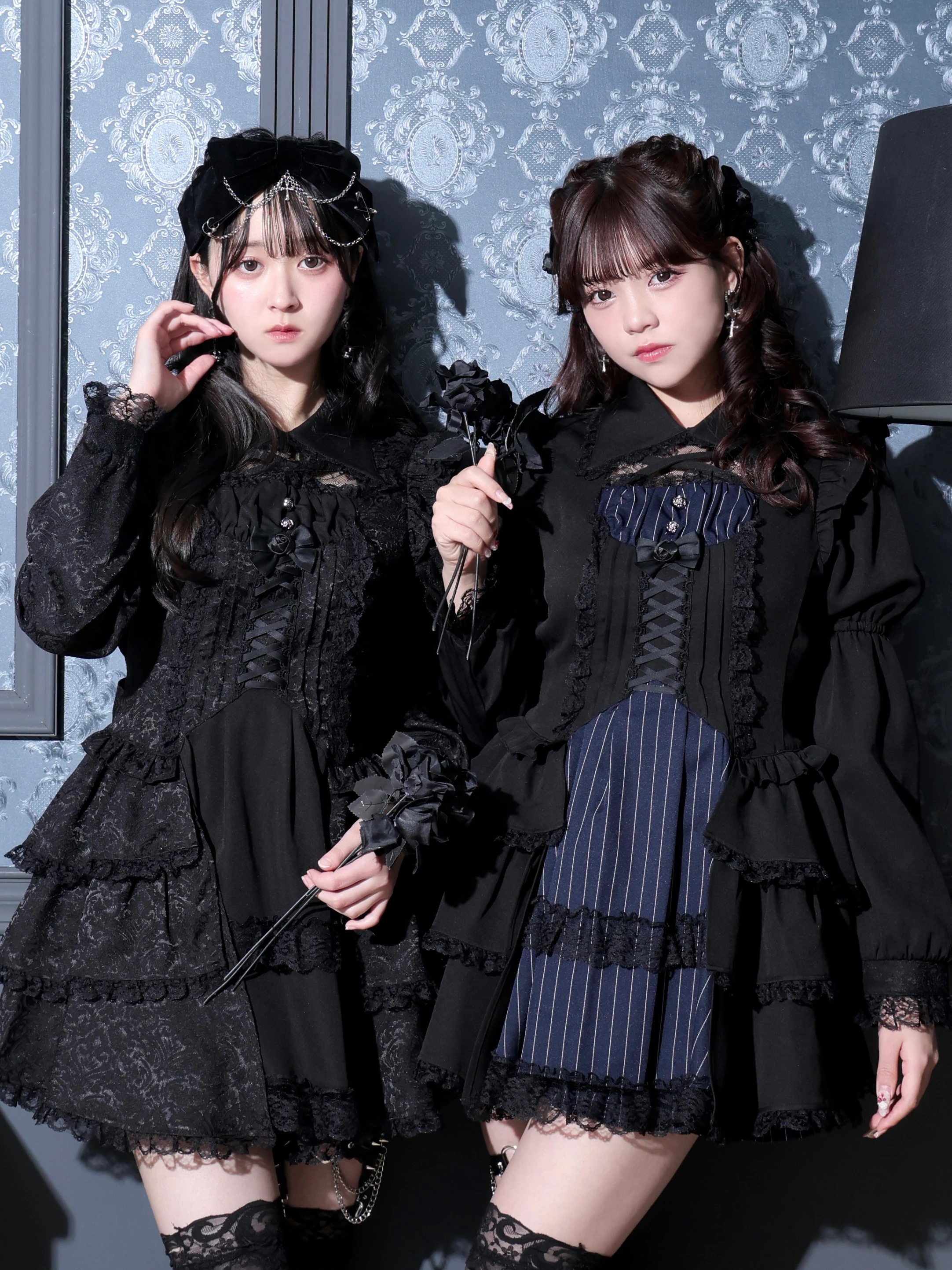 ゴシックドレッシーデコルテクロスセットアップ（セットアップ｜青・A