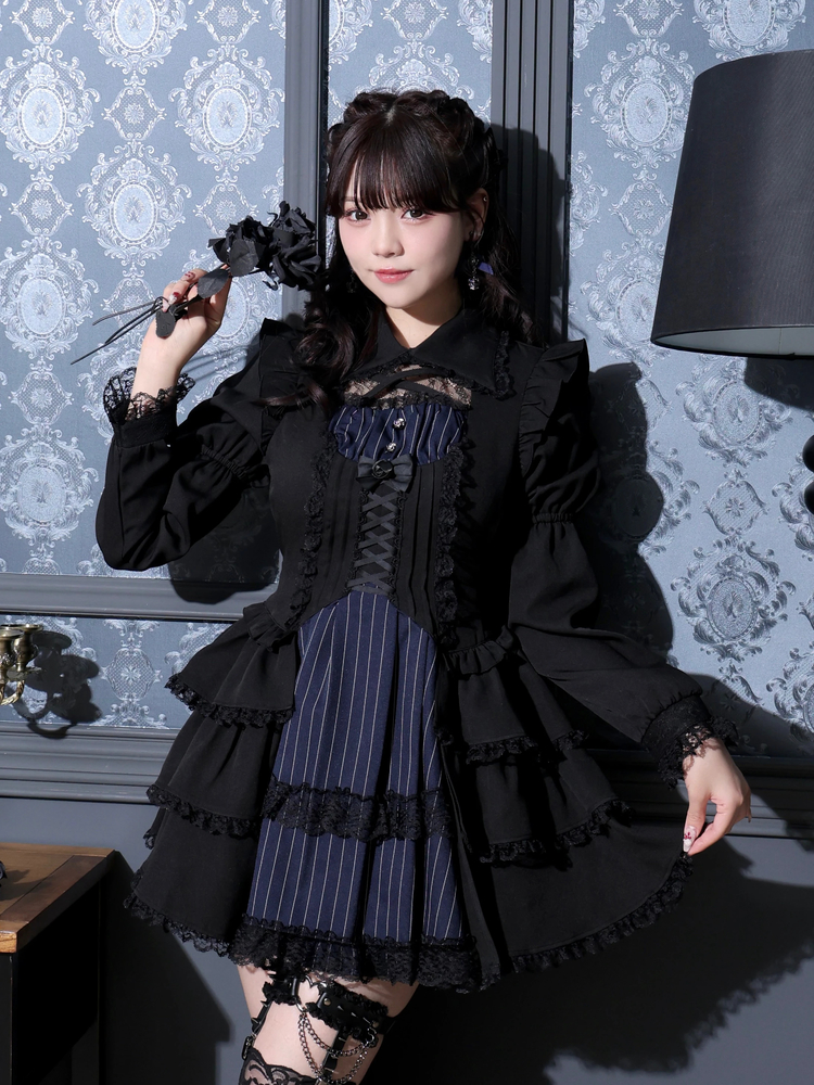 ゴシックドレッシーデコルテクロスセットアップ（セットアップ｜青・A