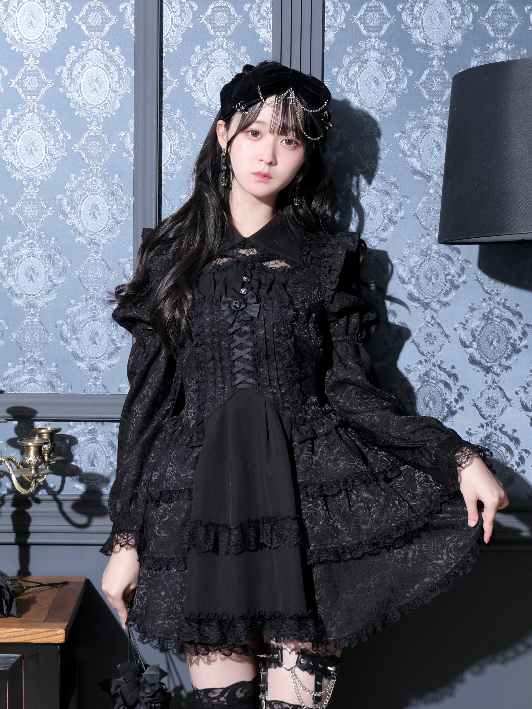 ゴシックドレッシーデコルテクロスセットアップ（セットアップ｜青・A