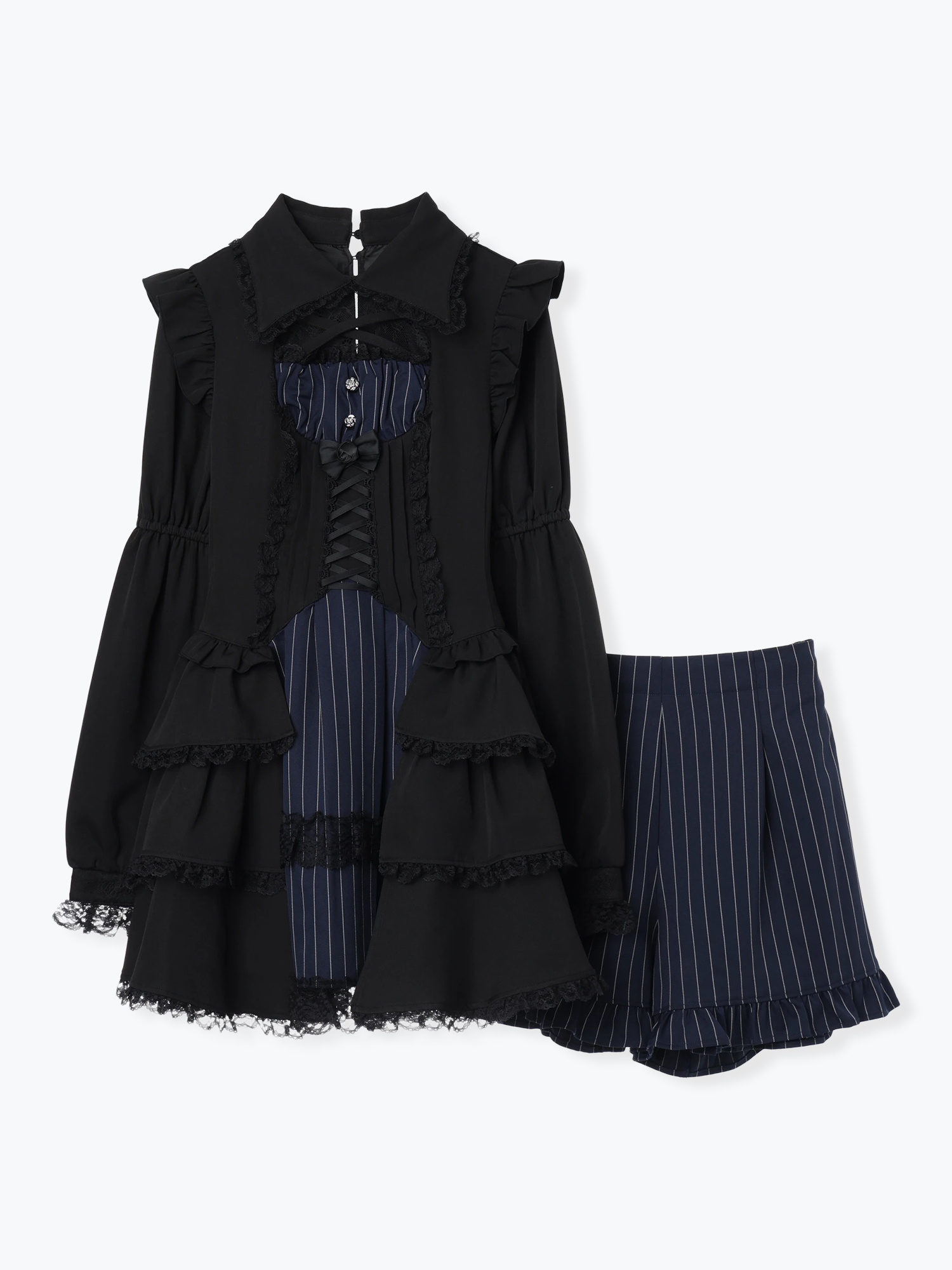 ゴシックドレッシーデコルテクロスセットアップ（セットアップ｜青・A