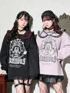 ハートフリルレースショートジップパーカー（チュニック｜オフホワイト