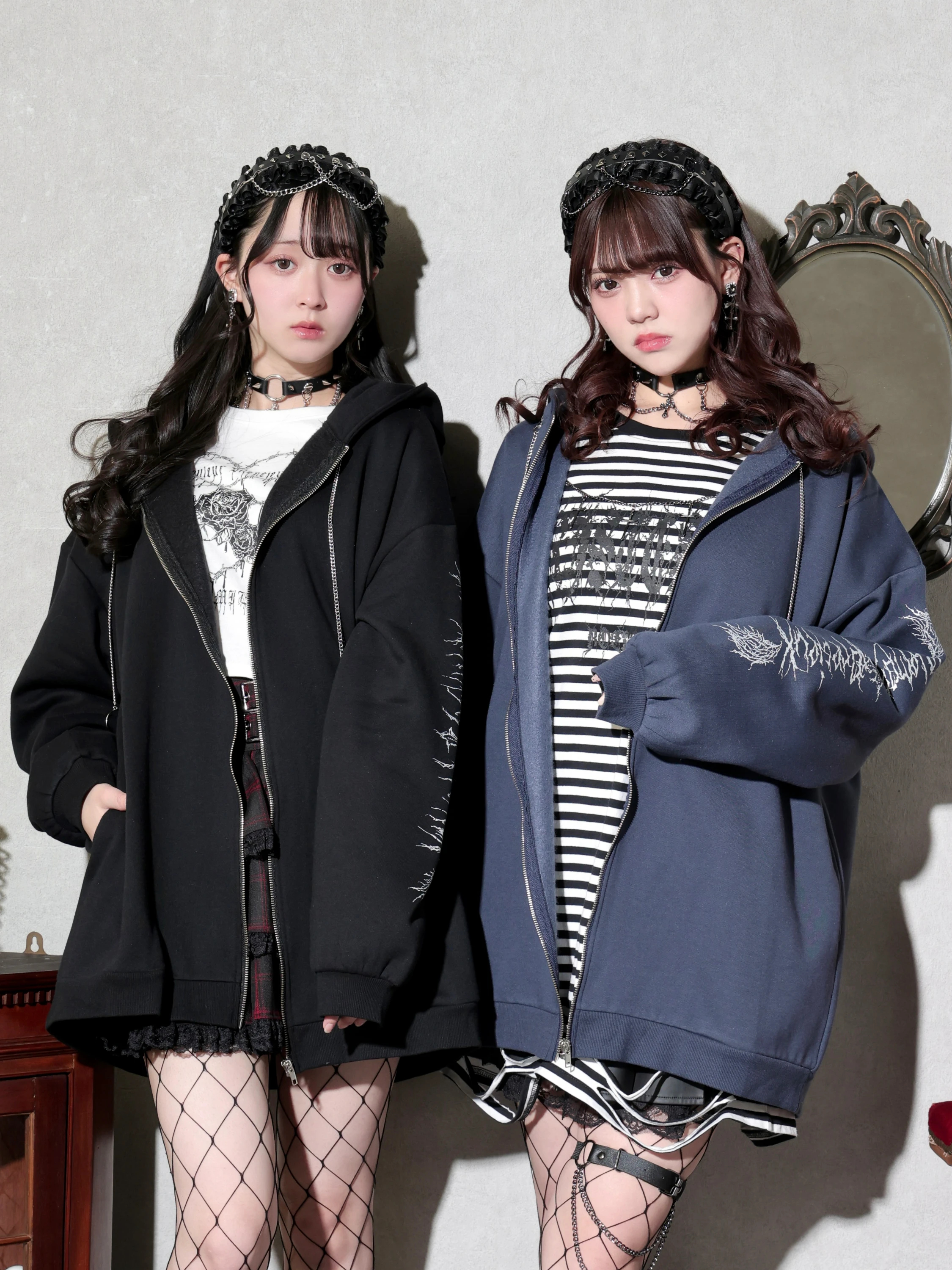 ねこ耳ファーしっぽ付き裏起毛ジップパーカー（パーカー｜オフホワイト