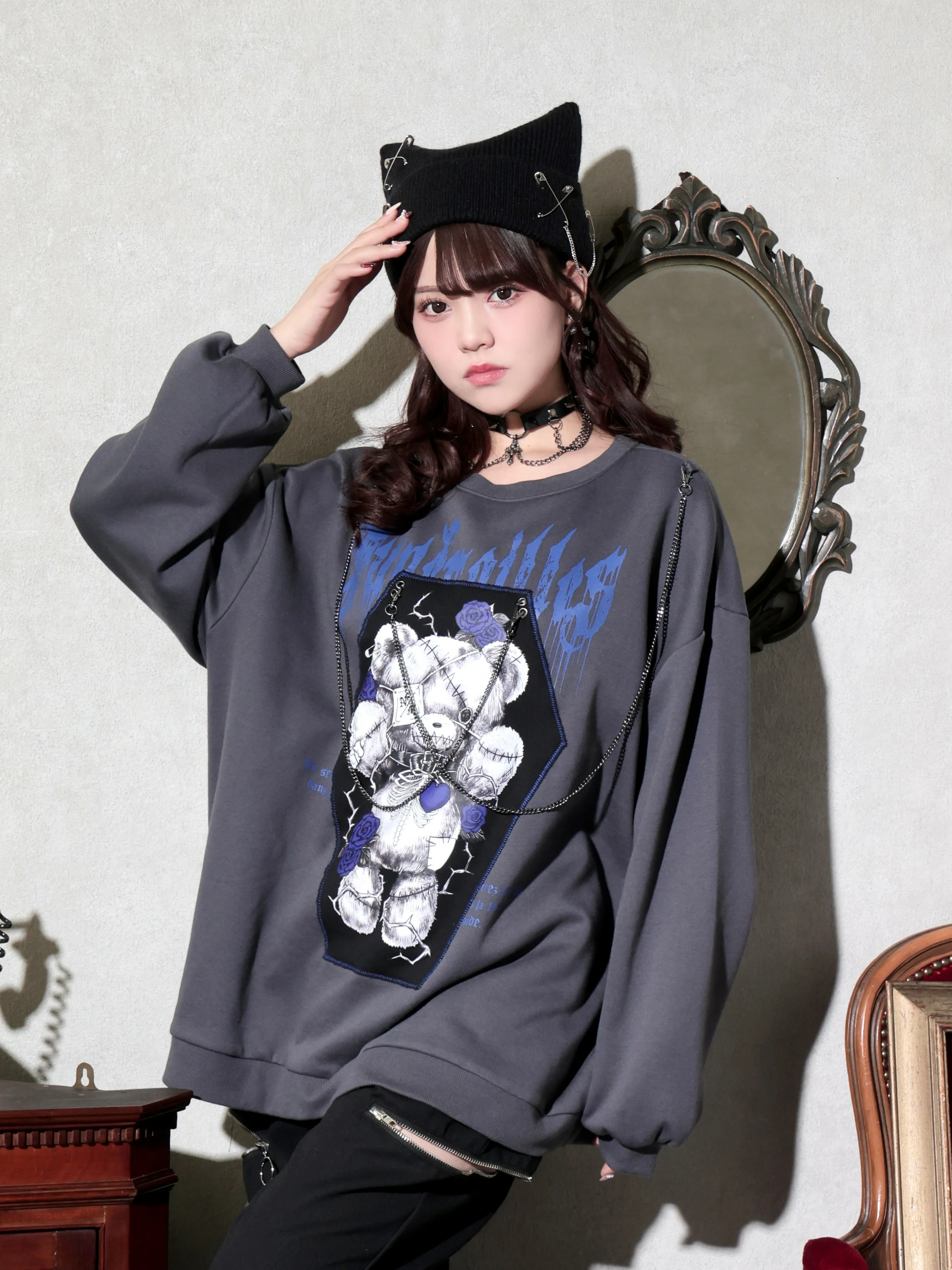 美品⁂センソユニコ⁂ロングチュニック プルオーバー 変形襟 総柄 変形