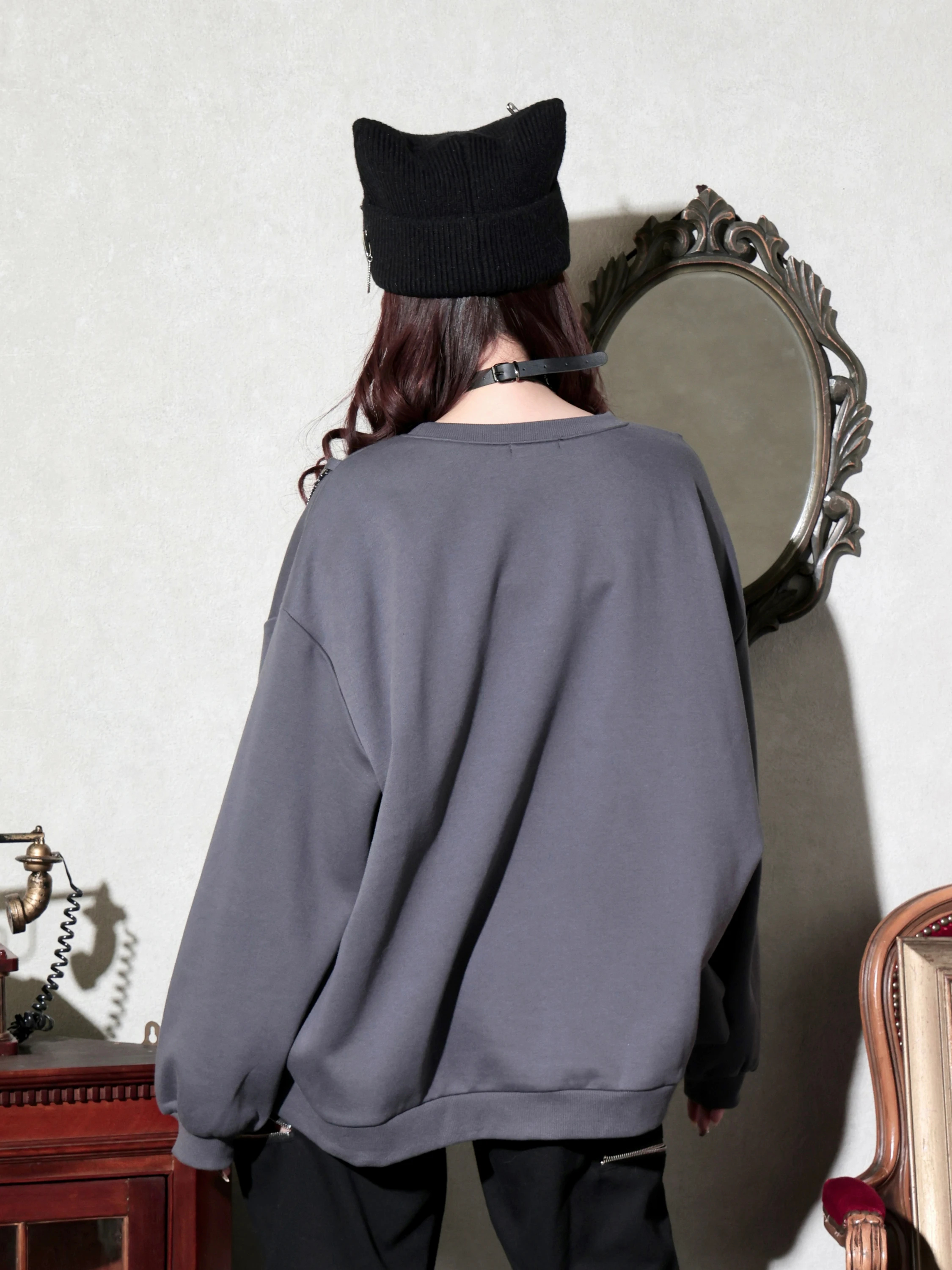 病みくまチェーンユニセックスプルオーバー（チュニック｜紫・赤・濃