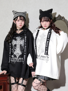 2WAYうさ耳ユニセックスZIP裏毛パーカー（パーカー｜黒・紫・オフ