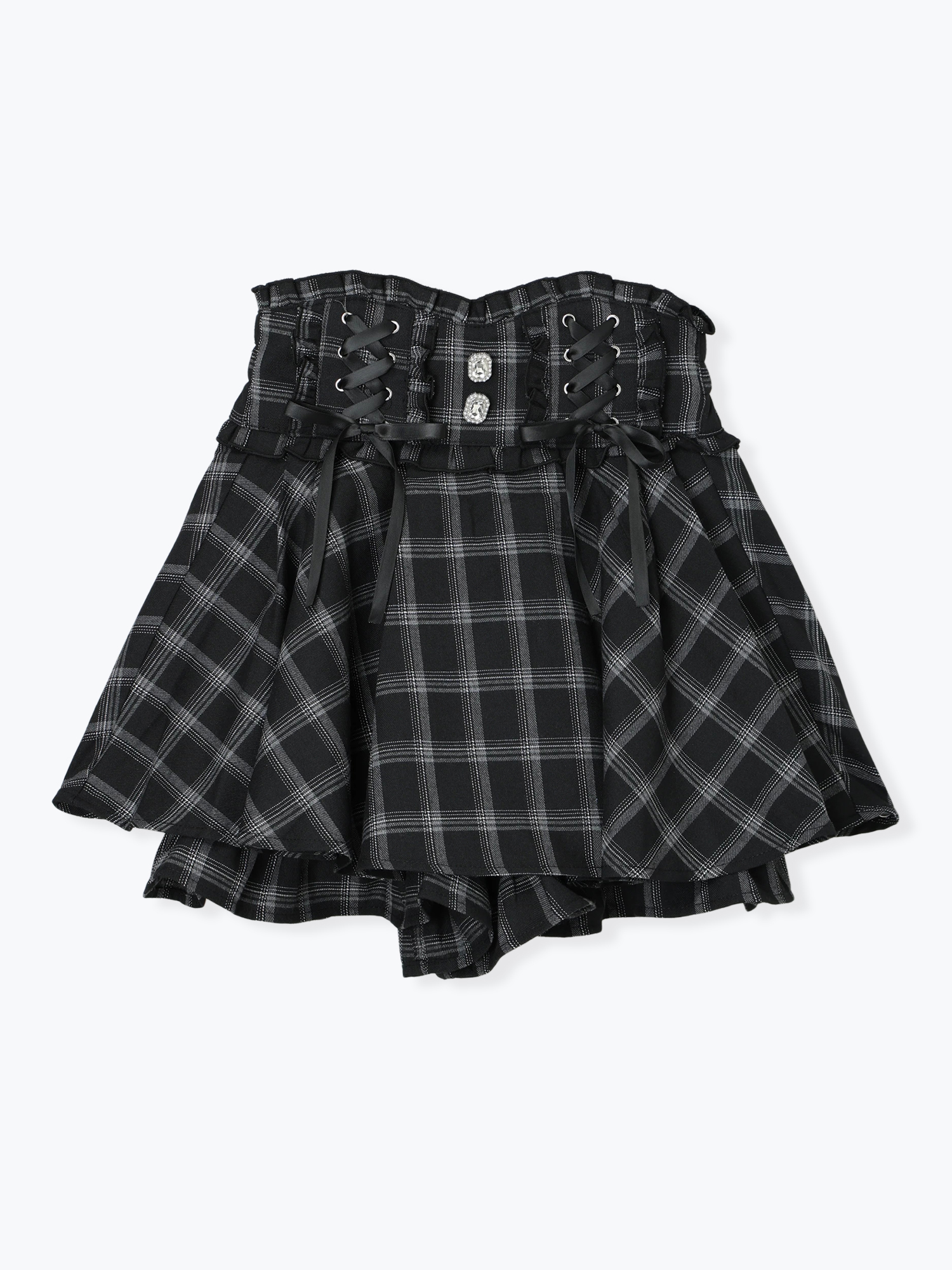 ダブルスピンドルレースアップサス付きスカパン（ショートパンツ｜黒