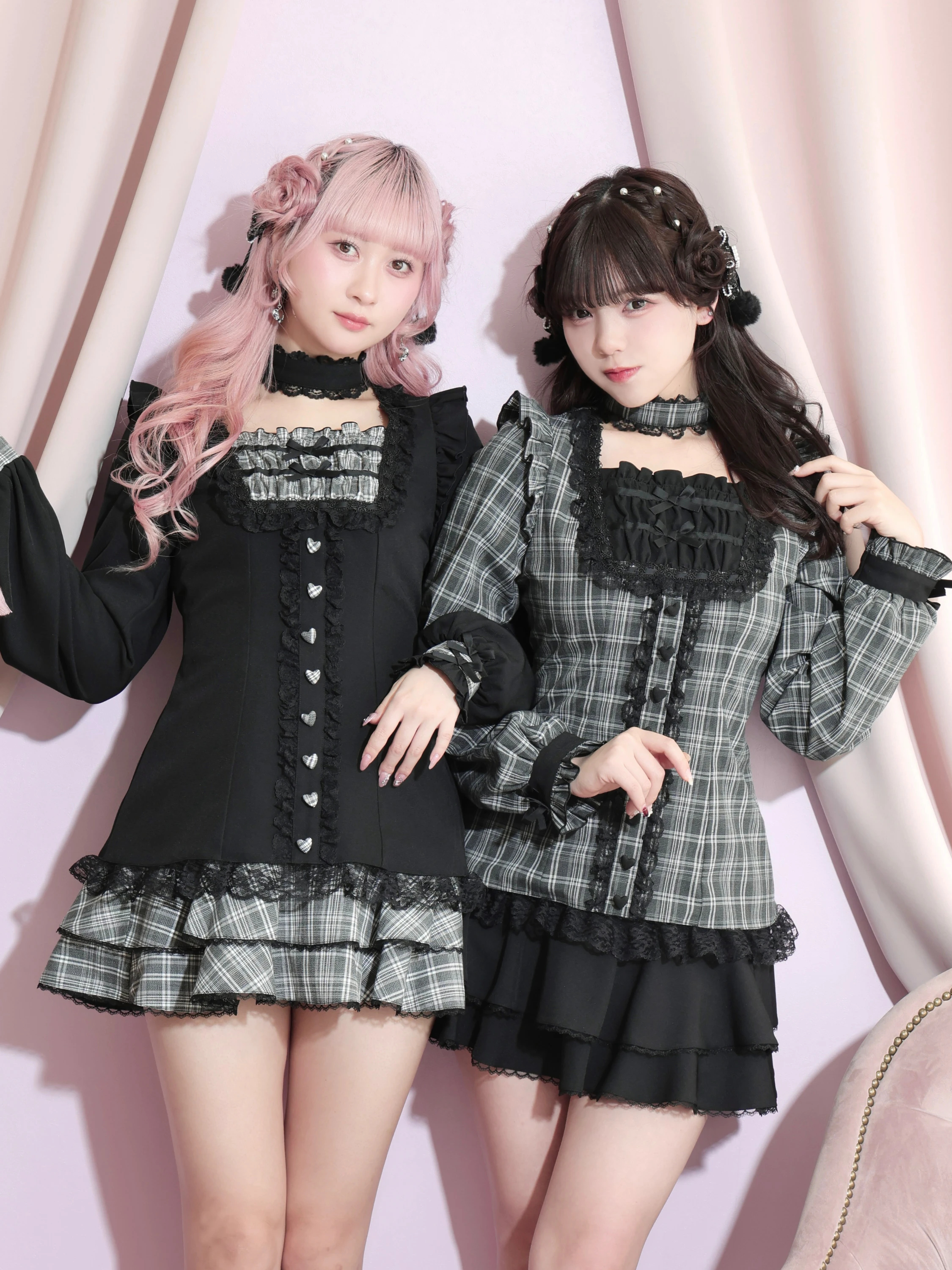 地雷 NOEMIE ノエミー ティアードレースアップ セットアップ ゴスロリ