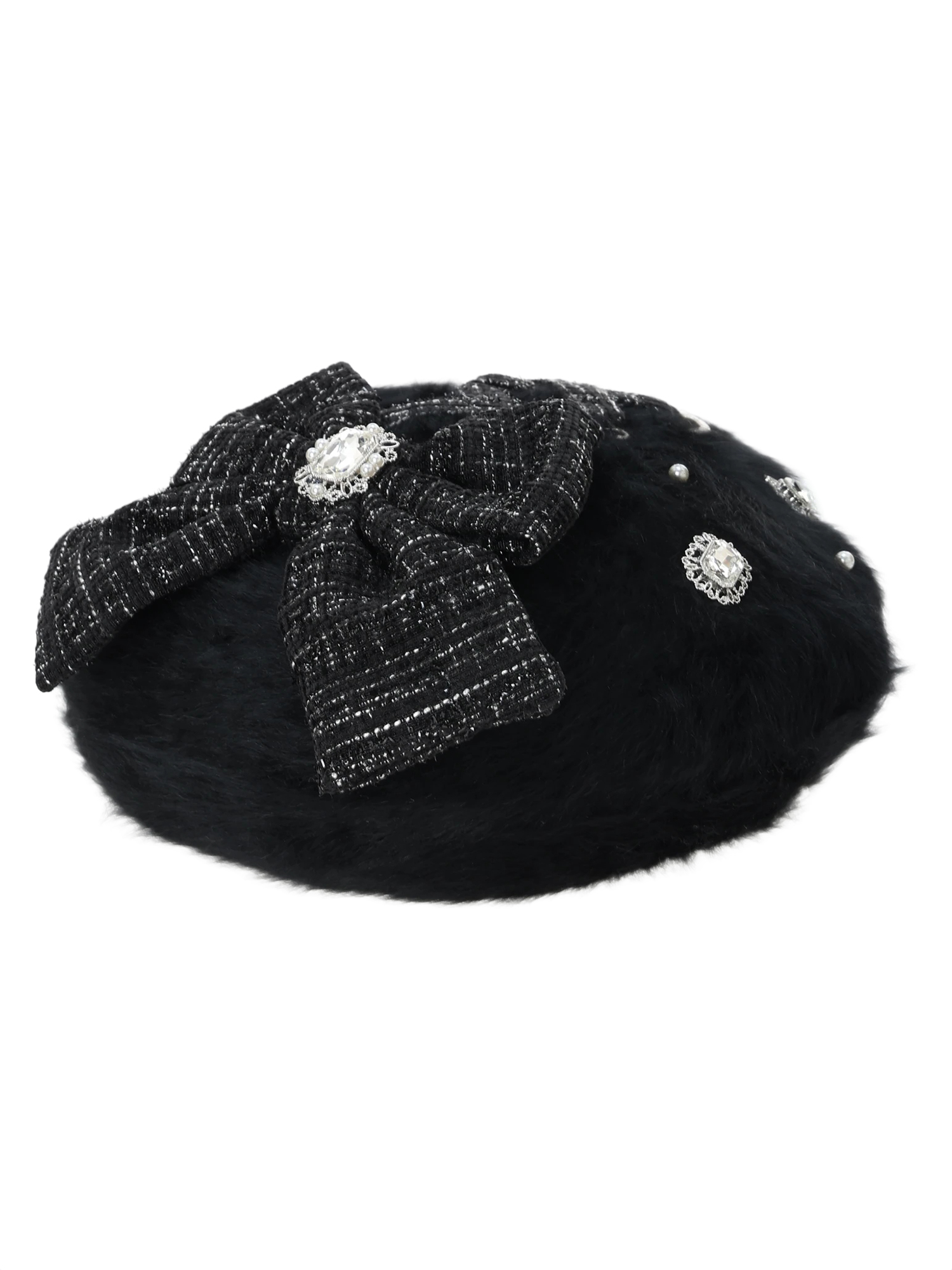 シャギーリボンベレー帽（帽子｜ピンク・黒・オフホワイト）｜【公式