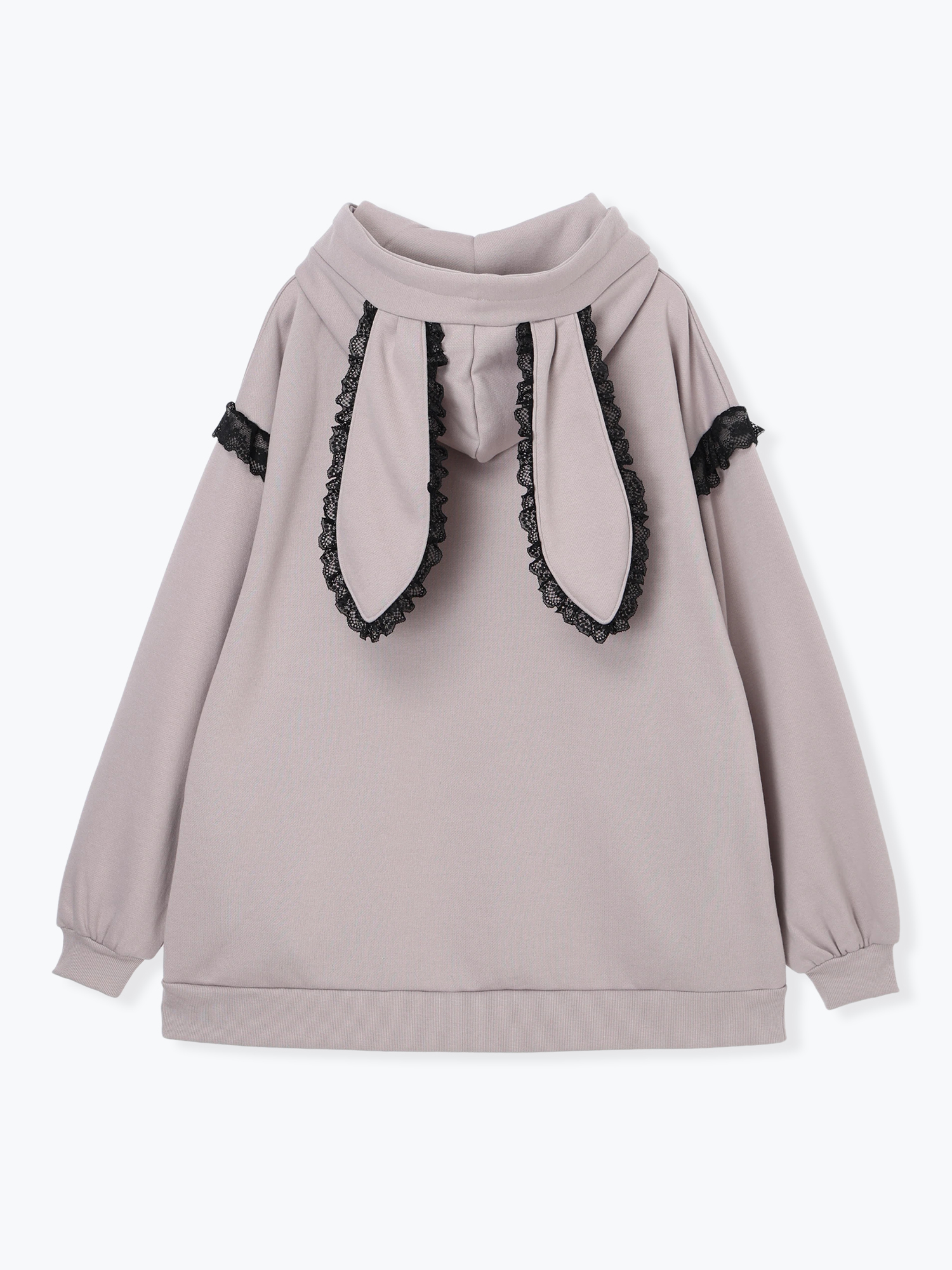 病みうさ耳付きハートぽんぽんパーカー（パーカー｜黒・ピンク