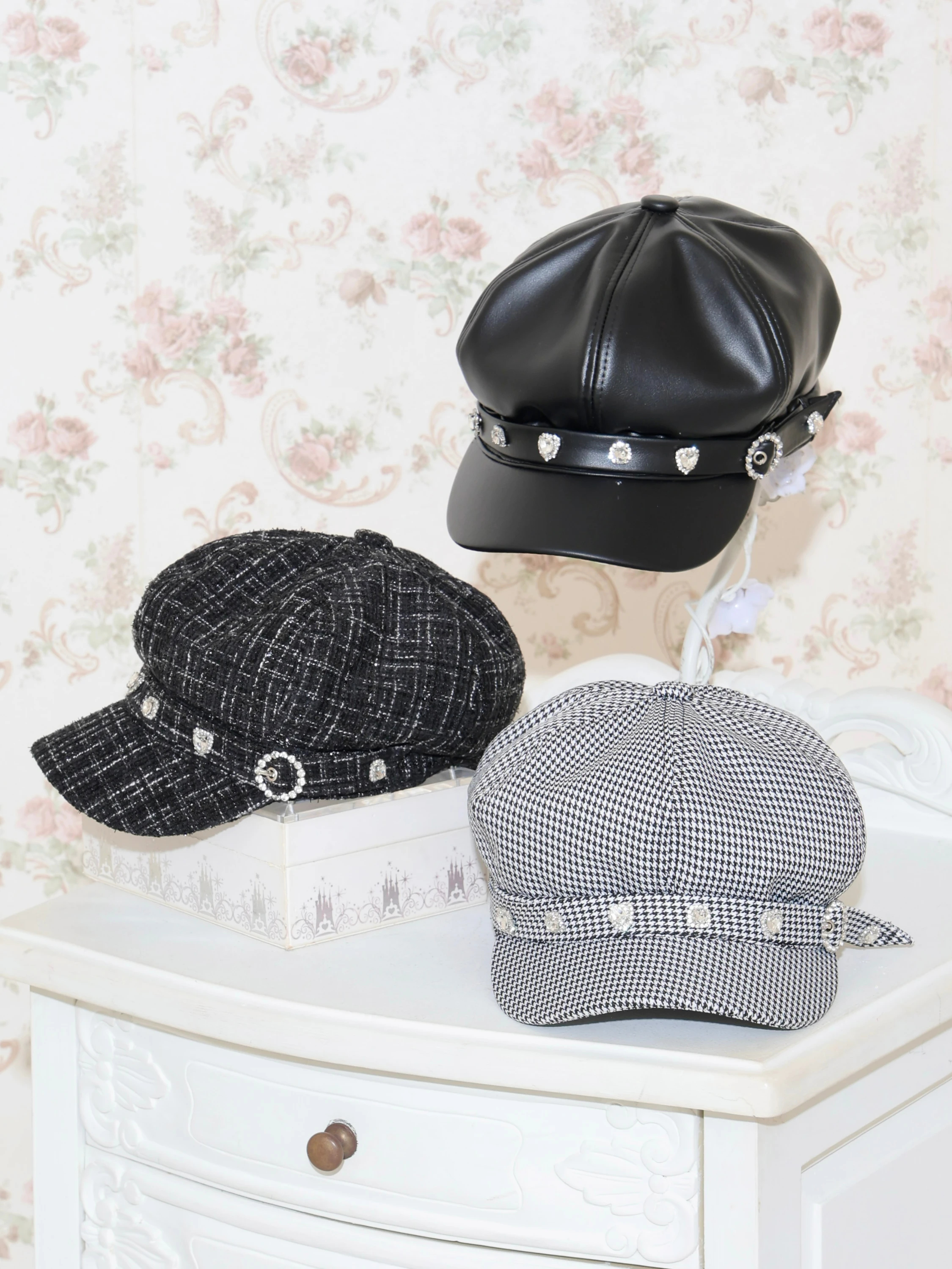 キラキラビジューキャスケット（帽子｜A柄・B柄・黒）｜【公式