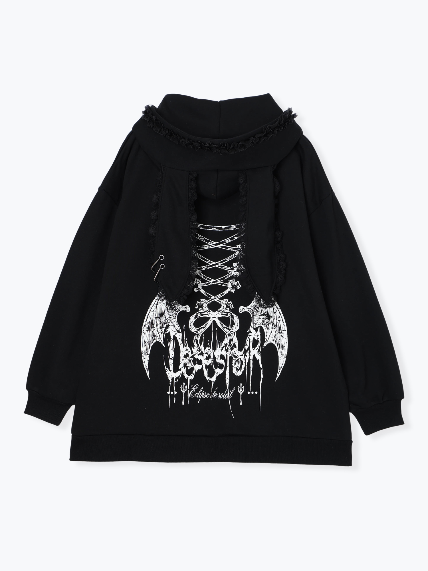 うさ耳ハートピアスジップパーカー（パーカー｜黒・ピンク）｜【公式