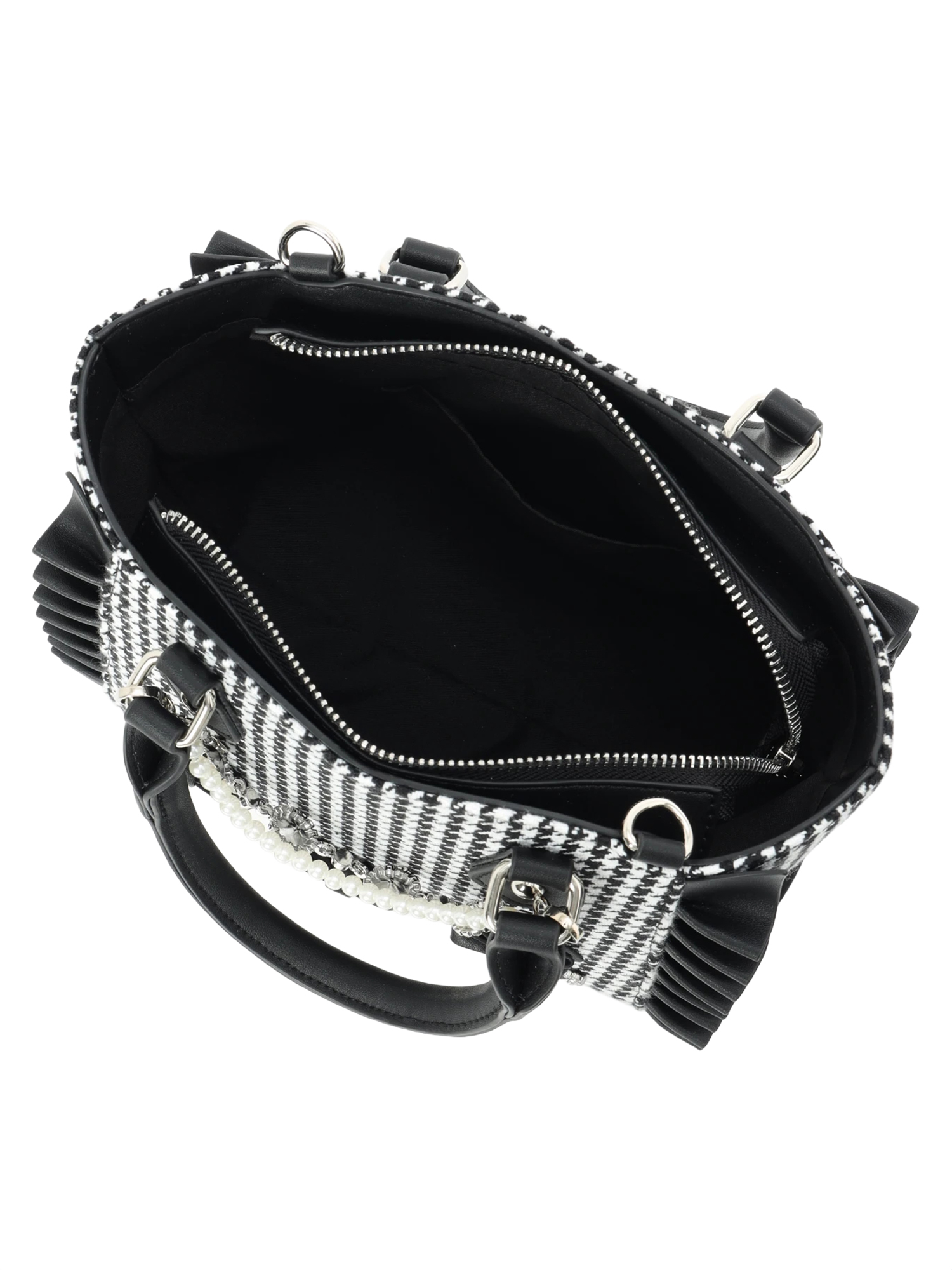 千鳥柄ビジューフリル2wayショルダーバッグ（ショルダーバッグ｜ピンク