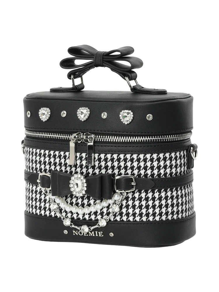 ハニーミュウ　千鳥リボンボストンバッグ　SJS0098M　ブラック 千鳥リボンボストンバッグ ブラック×ブラック | ファッション通販