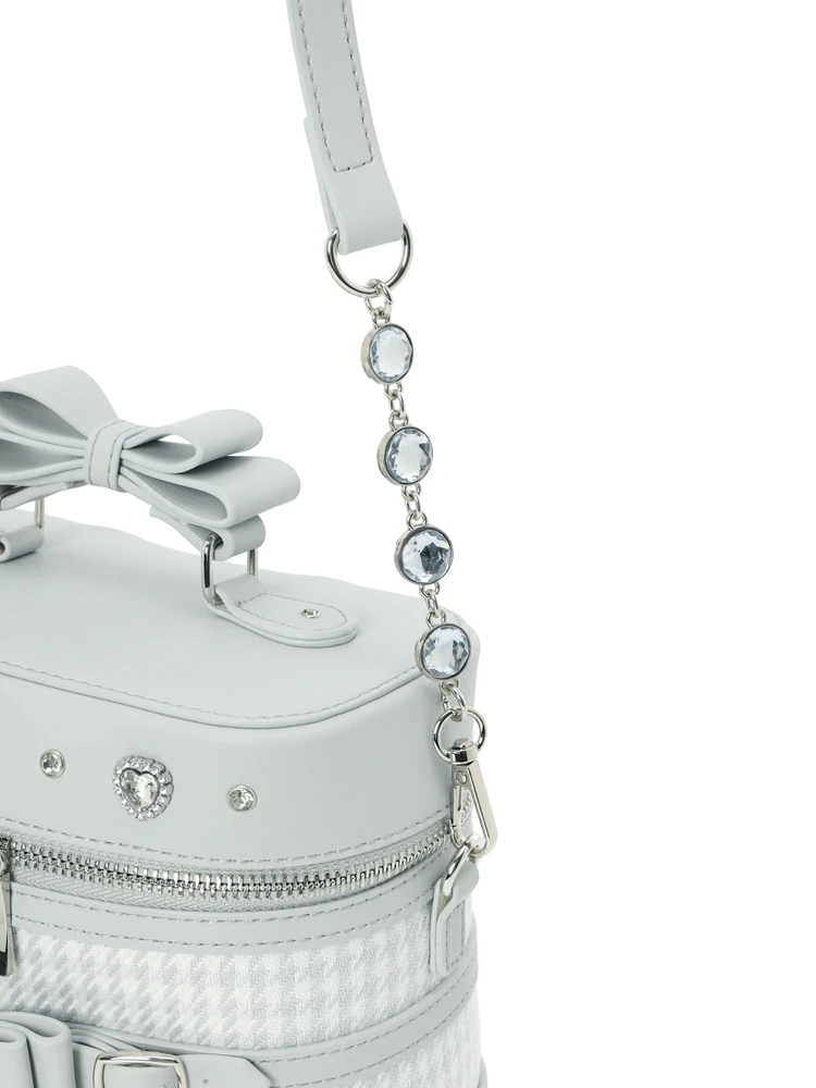 千鳥柄リボンビジューバニティバッグ（ショルダーバッグ｜ピンク