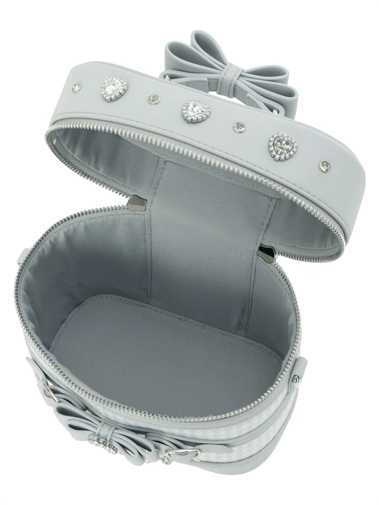 千鳥柄リボンビジューバニティバッグ（ショルダーバッグ｜ピンク