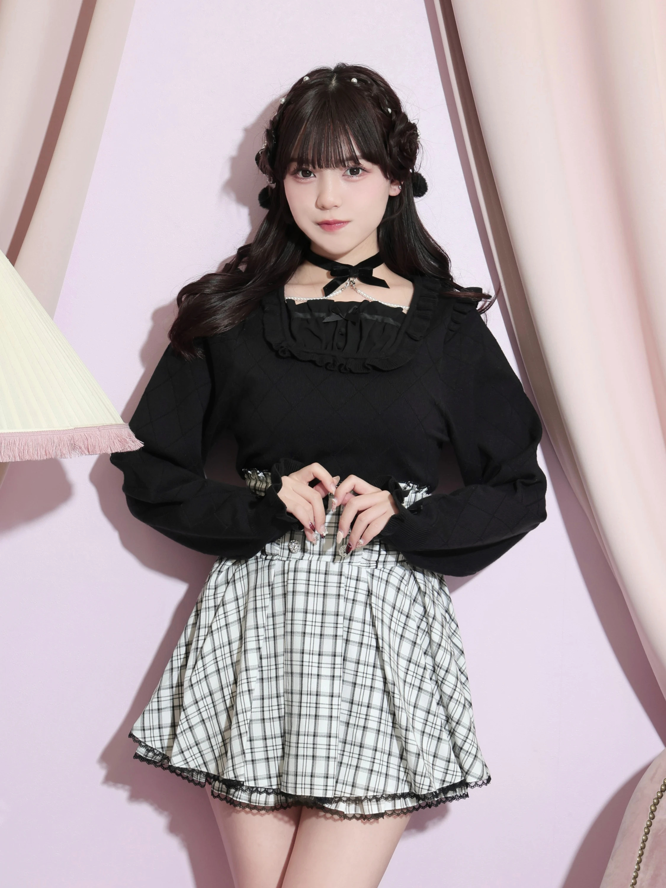 バックリボンベロアチョーカーニット（ニット・セーター｜オフホワイト