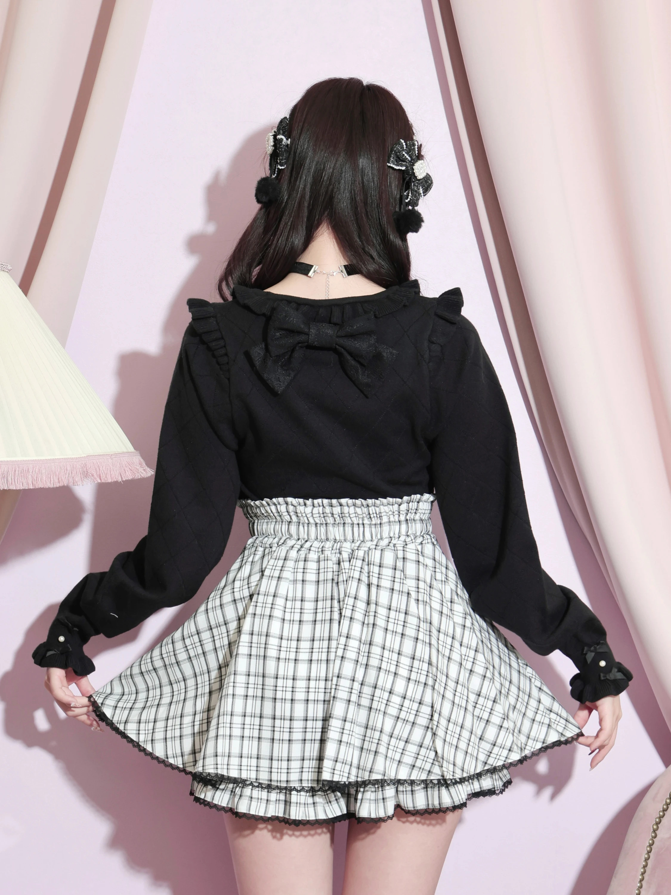 バックリボンベロアチョーカーニット（ニット・セーター｜オフホワイト