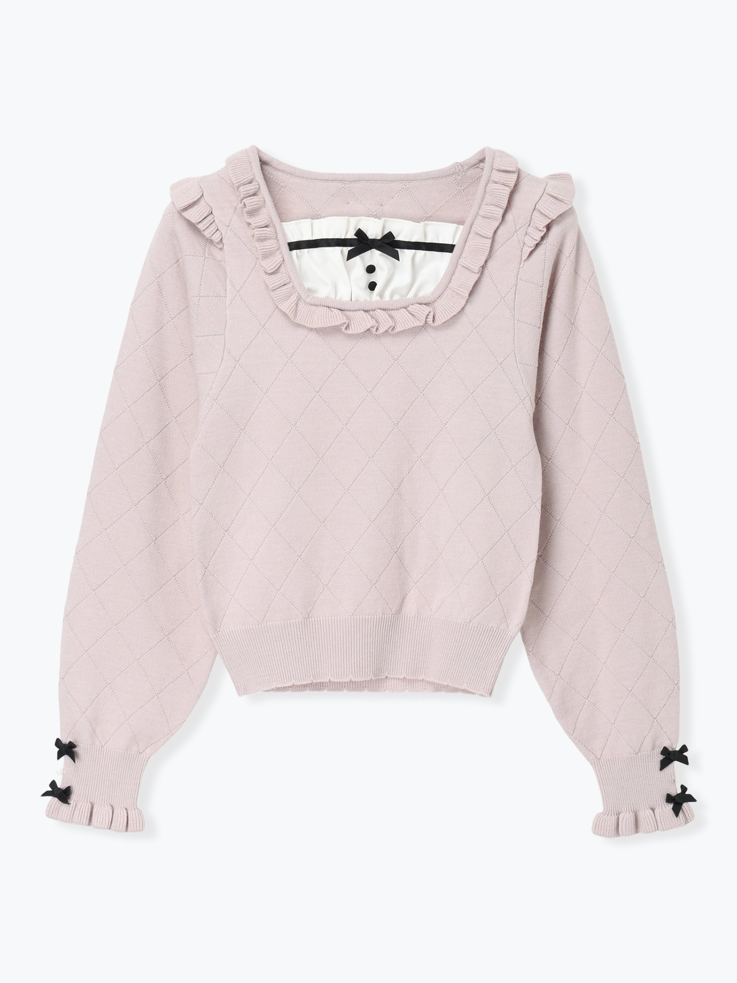 ノエミー バックリボンベロアチョーカーニット ピンク バックリボンベロアチョーカーニット（ニット・セーター｜オフホワイト